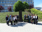 Students and graduates of the Diplomatic School at the Armenian khachkar (cross-stone) on the grounds of the Council of Europe, Strasbourg